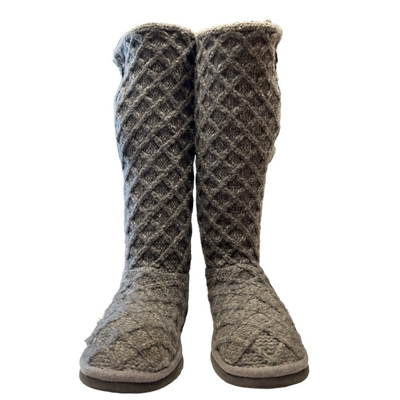 Women's UGG Classic Cardy Sweater Wool Knit Knee Sock Boots BLACK 8 - Picture 2 of 8